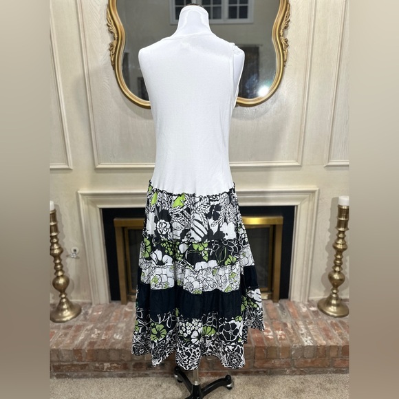 Sangria Dress 14 White Green Floral Maxi Boho Cottagecore - Picture 5 of 12